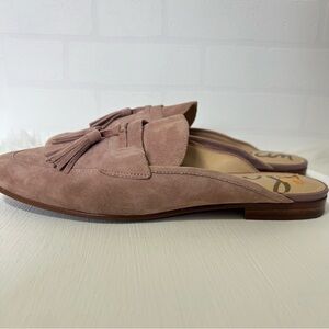 Sam Edelman Paris Mule Flats Tassels Pink Blush Suede Preppy Polished Shoes 11